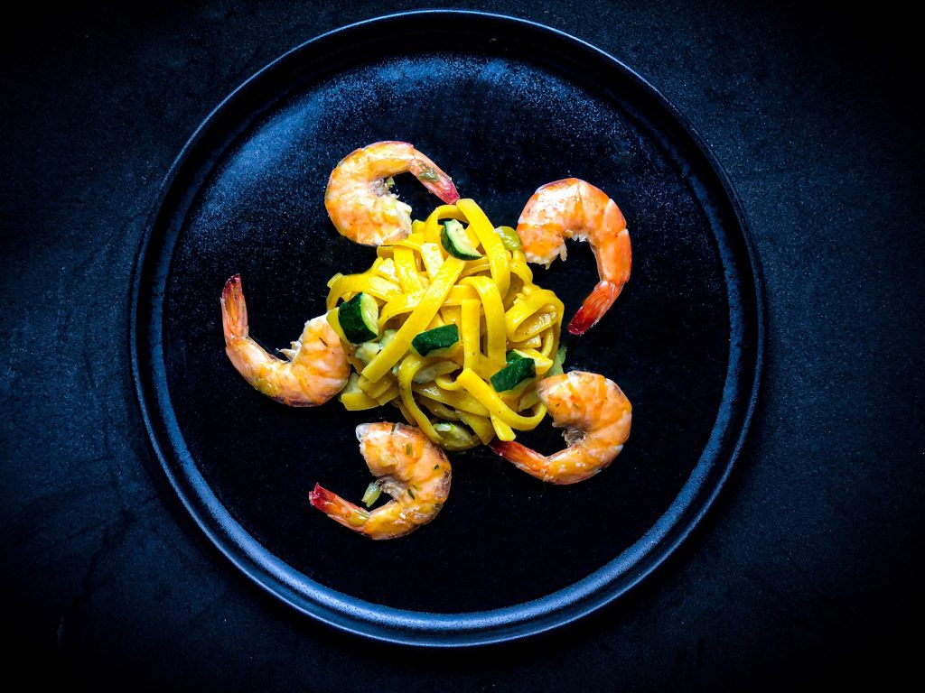 鮮蝦節瓜番紅花scialatielli義大利麵/  Scialatielli allo zafferano con zucchine e&nbsp;gamberi